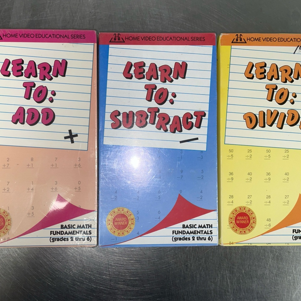 Learn to Add, Subtract, and Divide vhs Set 2 brand new sealed 1 used/open